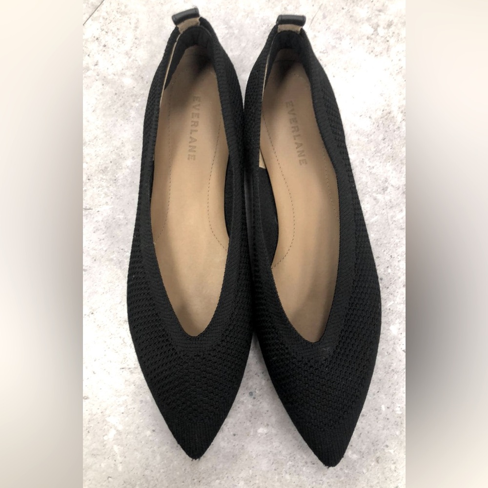 Everlane The 40-Hour Flat in ReKnit Women’s, Black Comfortable Pointed Toe sz 7